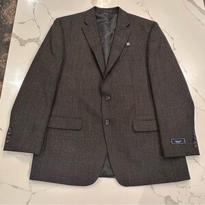 Ralph Lauren Chaps NWT Wool Sport Coat Blazer Men 44R Tweed Black Brown Plaid